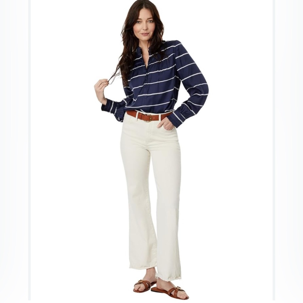 J.Crew silk striped popover blouse